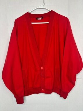 Vintage Sunbelt Sportswear Red Women's Button-Front 100% Cotton Cardigan Shirt